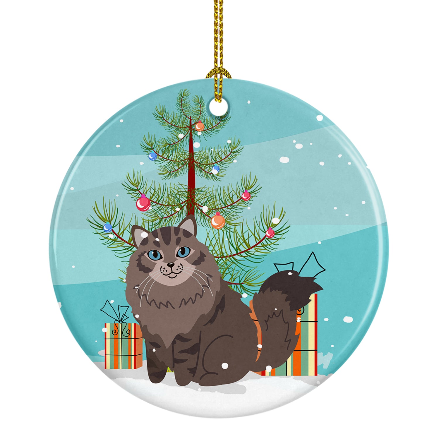 Siberian Cat Merry Christmas Tree Ceramic Ornament BB4430CO1 - the-store.com