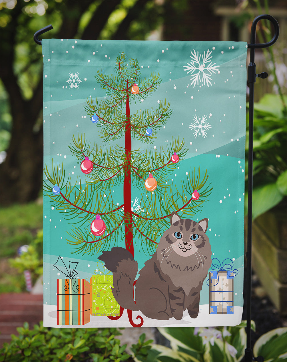 Siberian Cat Merry Christmas Tree Flag Garden Size BB4430GF  the-store.com.