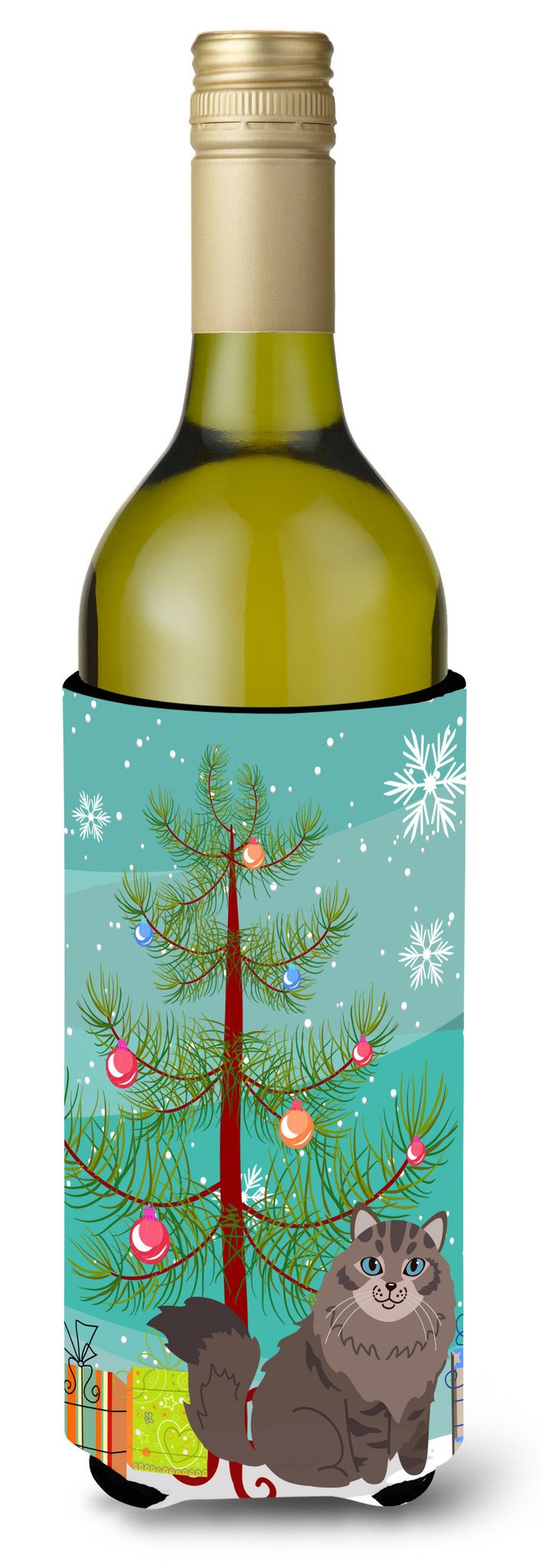 Siberian Cat Merry Christmas Tree Wine Bottle Beverge Insulator Hugger BB4430LITERK by Caroline&#39;s Treasures