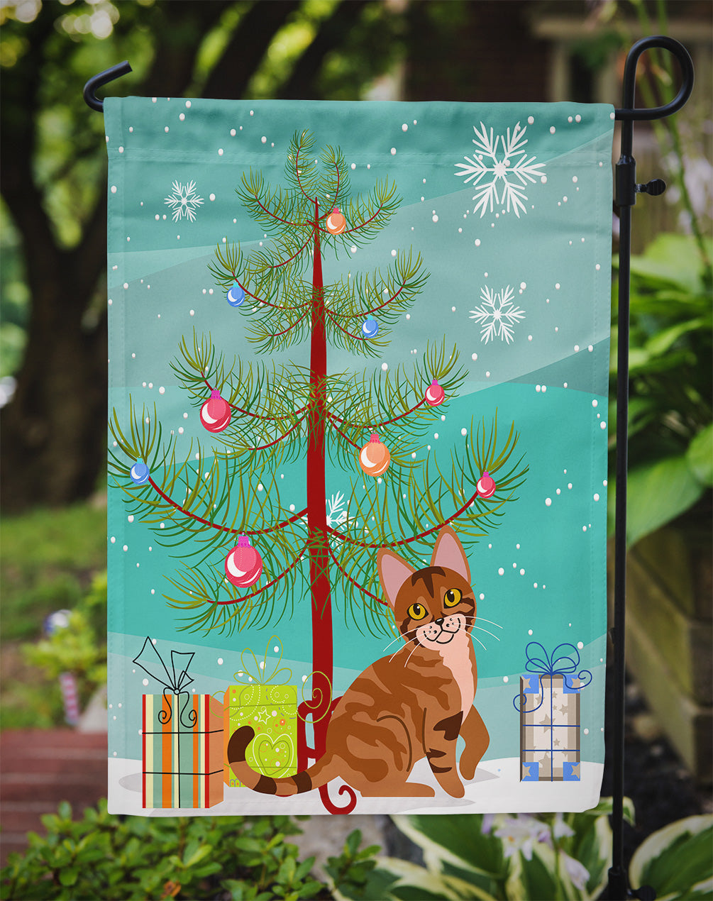 Sokoke Cat Merry Christmas Tree Flag Garden Size BB4431GF  the-store.com.