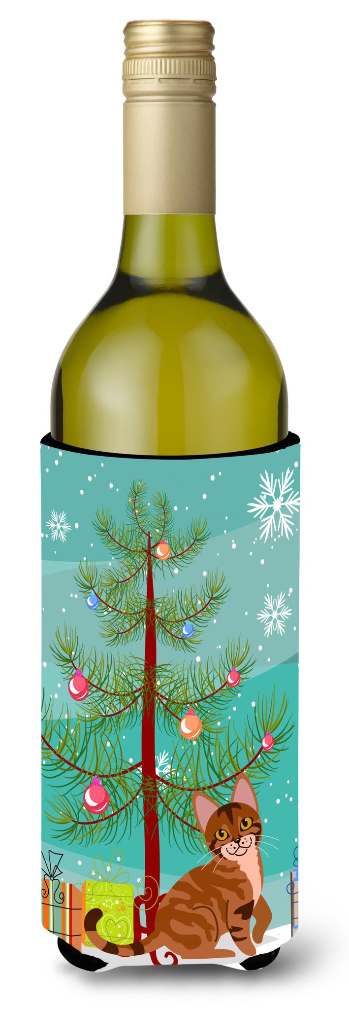 Sokoke Cat Merry Christmas Tree Wine Bottle Beverge Insulator Hugger BB4431LITERK by Caroline&#39;s Treasures