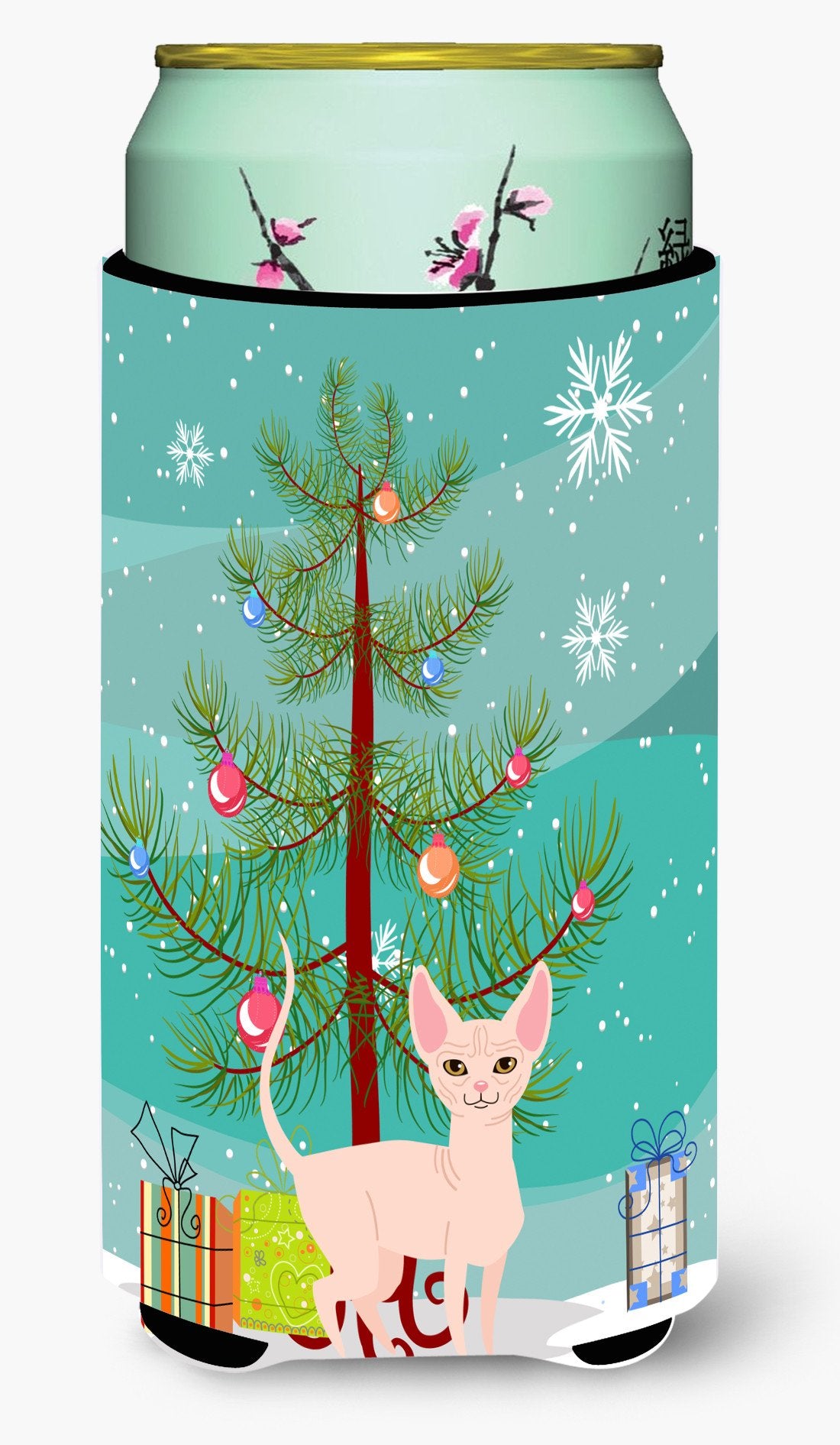 Sphynx Cat Merry Christmas Tree Tall Boy Beverage Insulator Hugger BB4432TBC by Caroline's Treasures