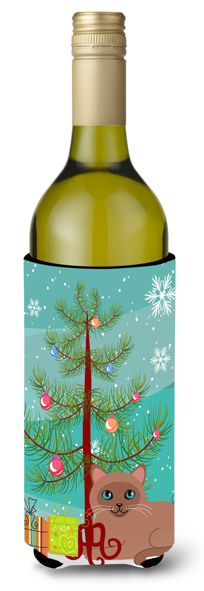 Tonkinese Cat Merry Christmas Tree Wine Bottle Beverge Insulator Hugger BB4433LITERK by Caroline&#39;s Treasures