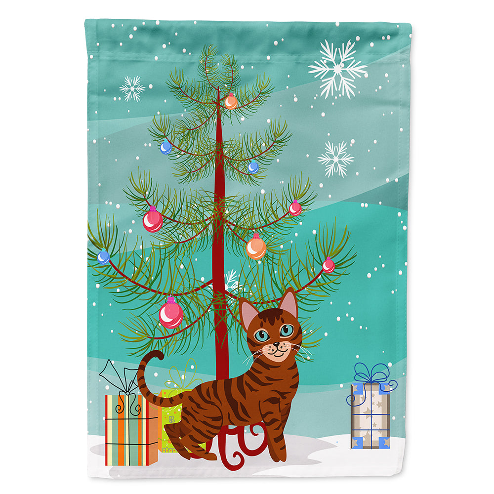 Toyger Cat Merry Christmas Tree Drapeau Toile Maison Taille BB4434CHF