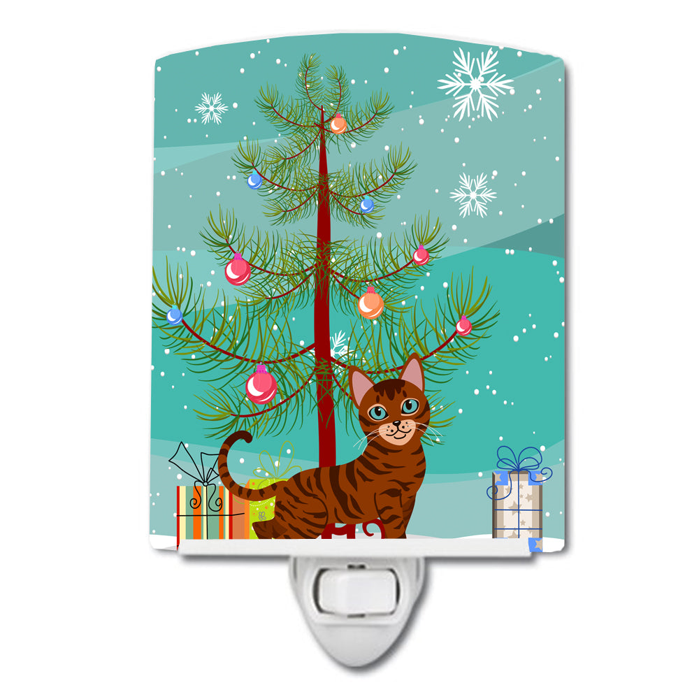 Toyger Cat Merry Christmas Tree Ceramic Night Light BB4434CNL - the-store.com