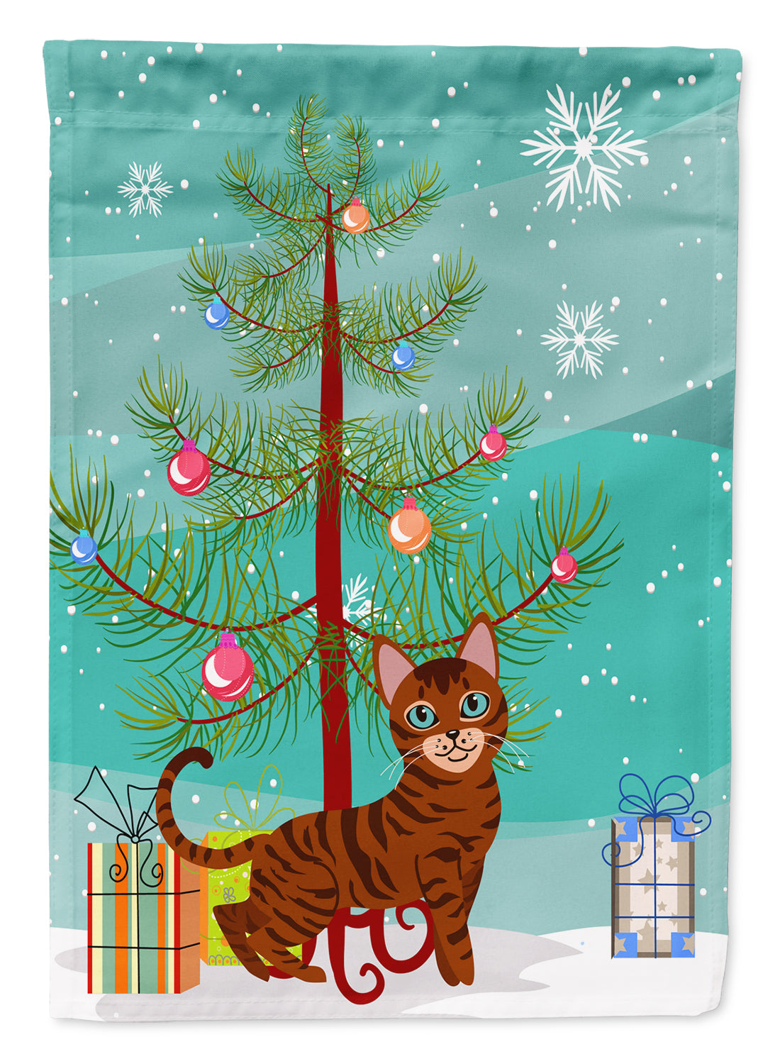 Toyger Cat Merry Christmas Tree Flag Garden Size BB4434GF