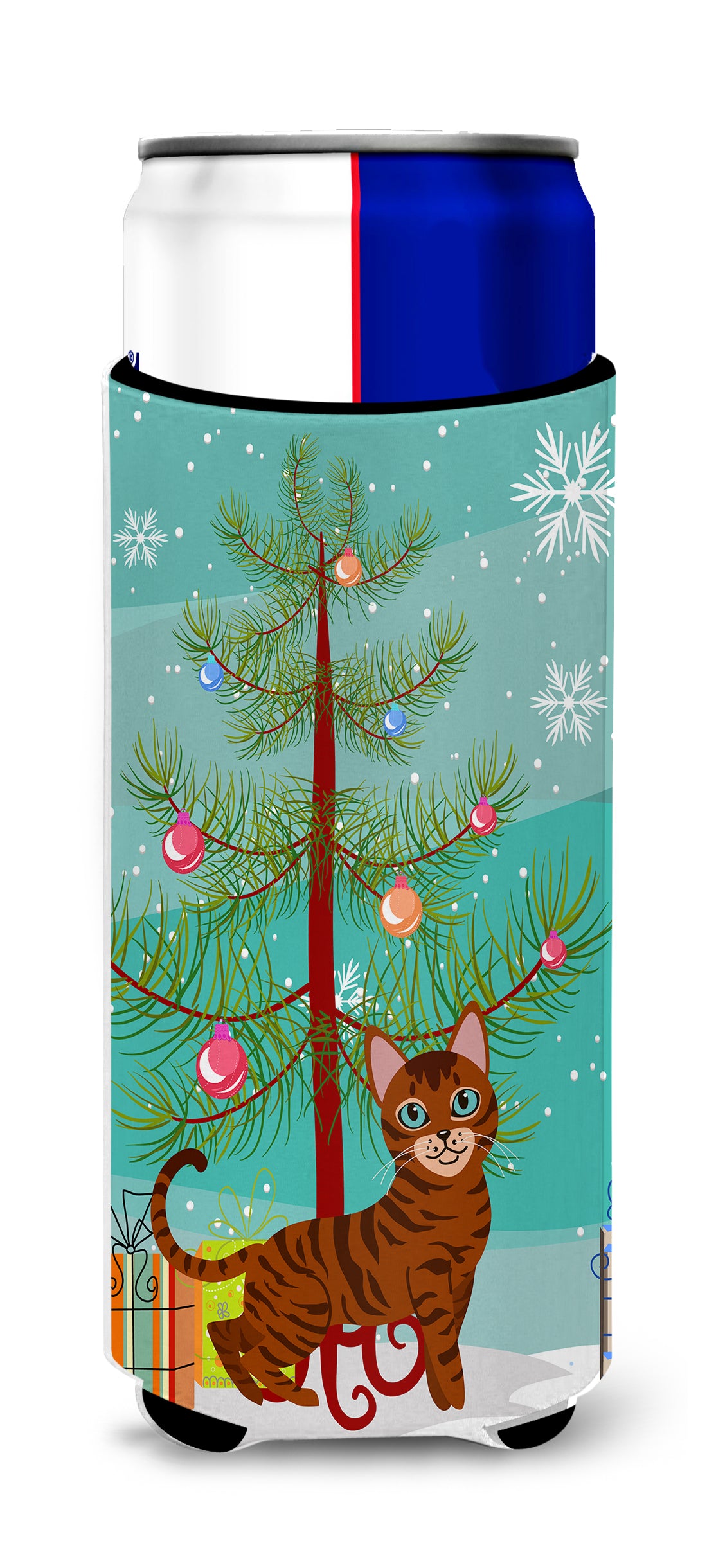 Toyger Cat Merry Christmas Tree  Ultra Hugger for slim cans BB4434MUK  the-store.com.