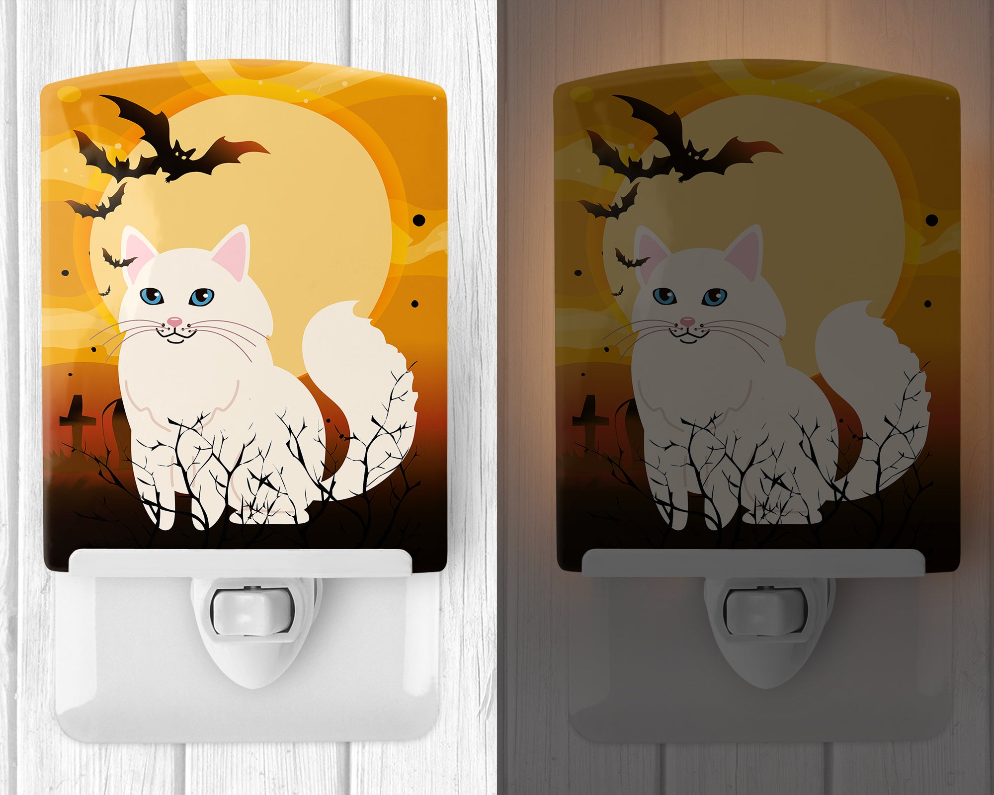 Halloween Turkish Angora Cat Ceramic Night Light BB4438CNL - the-store.com