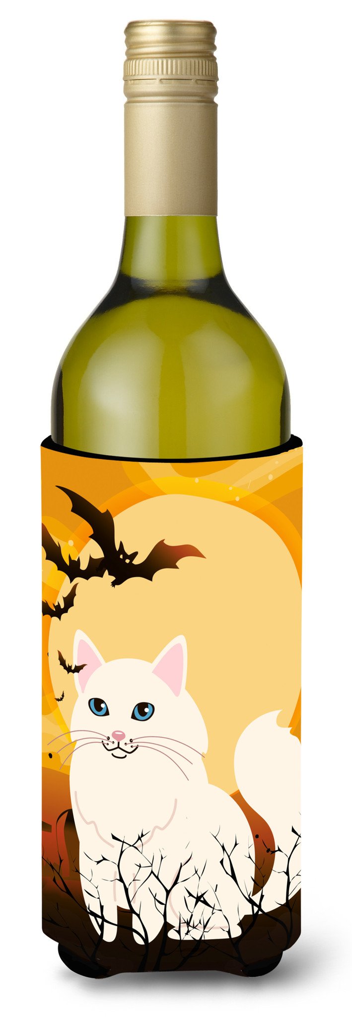 Halloween Turkish Angora Cat Wine Bottle Beverge Insulator Hugger BB4438LITERK by Caroline&#39;s Treasures