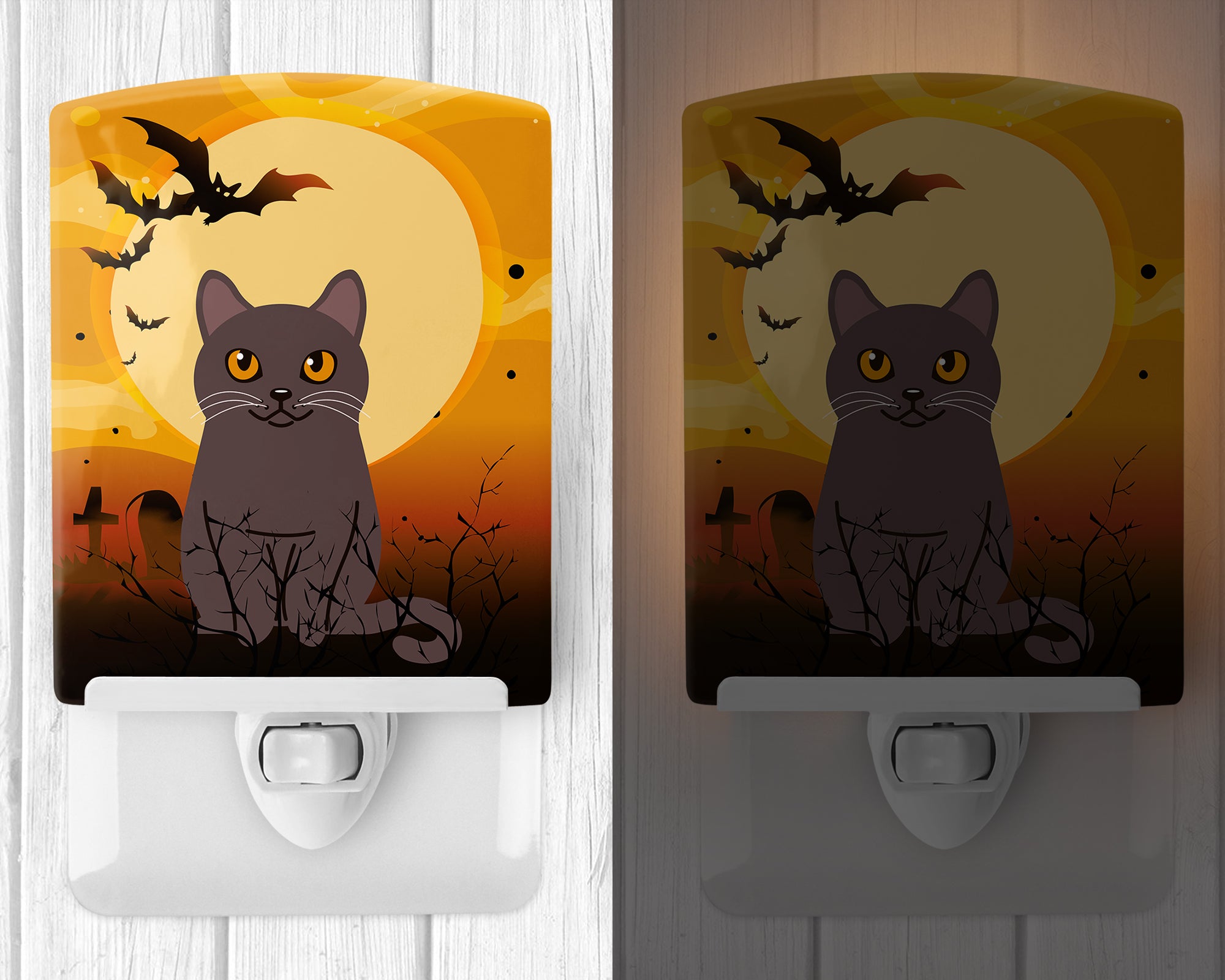 Halloween Chartreux Cat Ceramic Night Light BB4443CNL - the-store.com