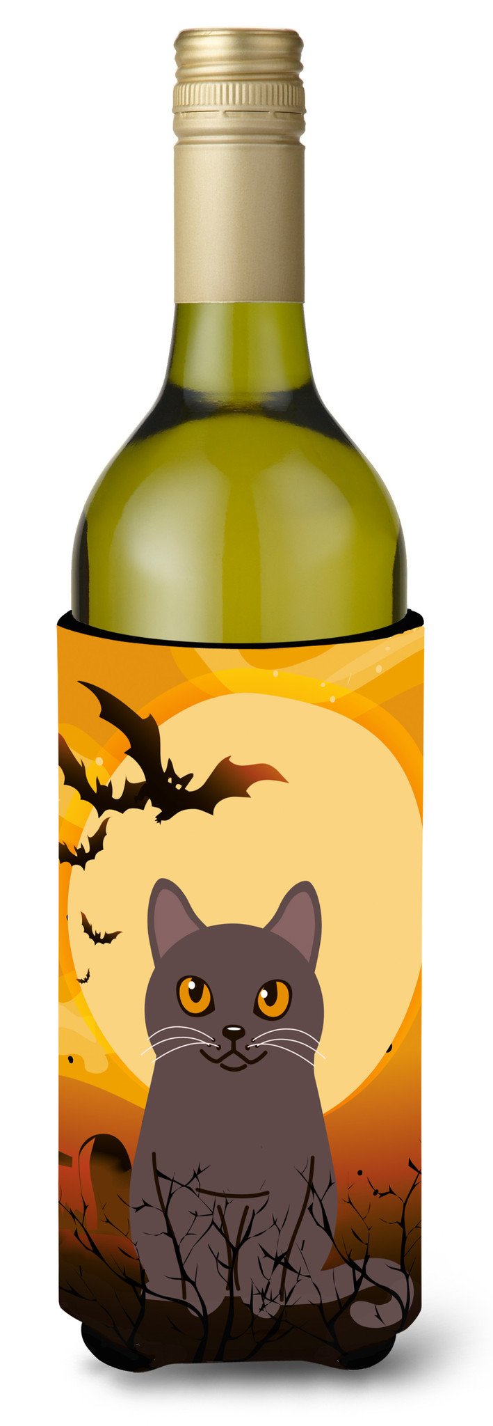 Halloween Chartreux Cat Wine Bottle Beverge Insulator Hugger BB4443LITERK by Caroline&#39;s Treasures