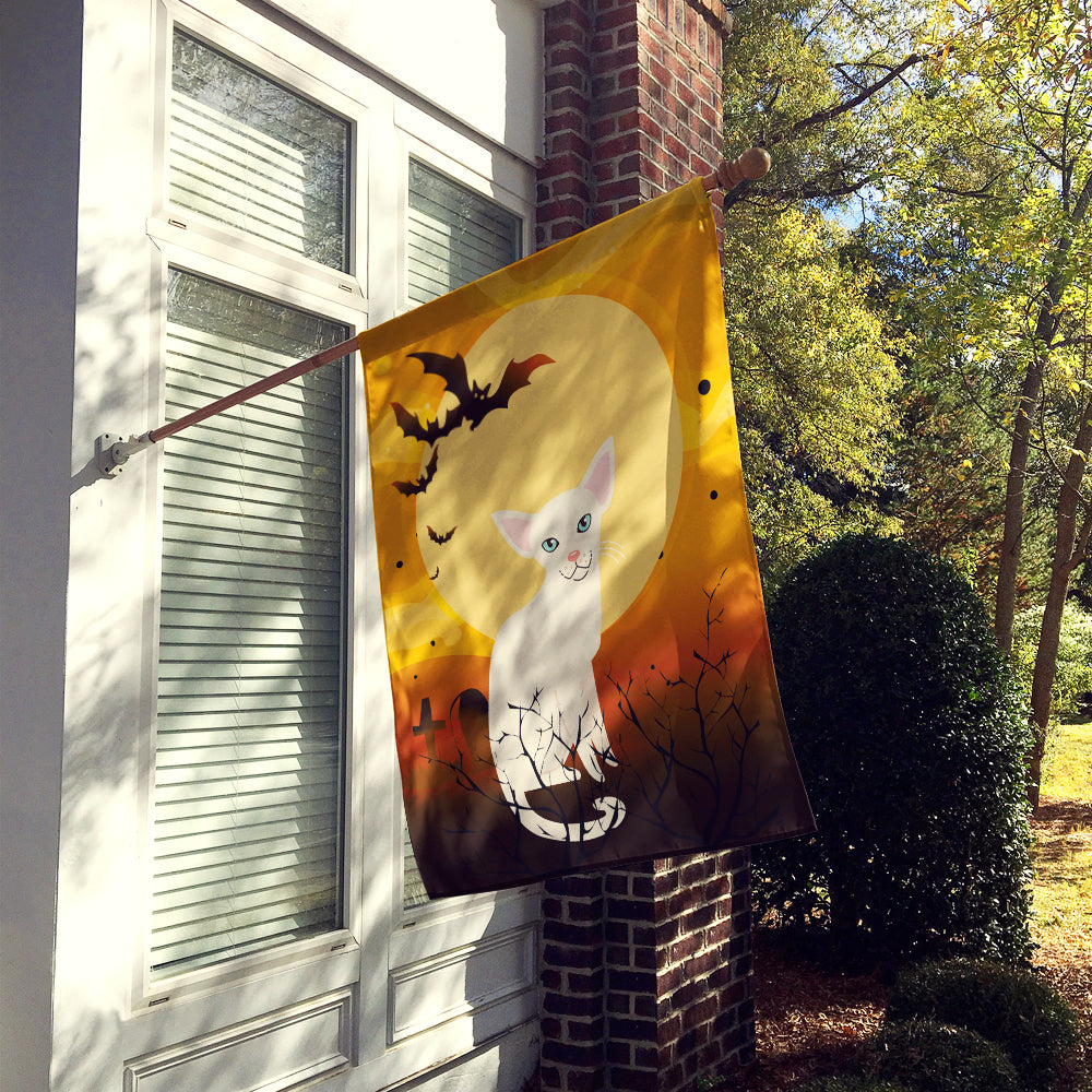 Caroline's Treasures Halloween Foreign White Cat Flag Canvas House Size BB4445CHF