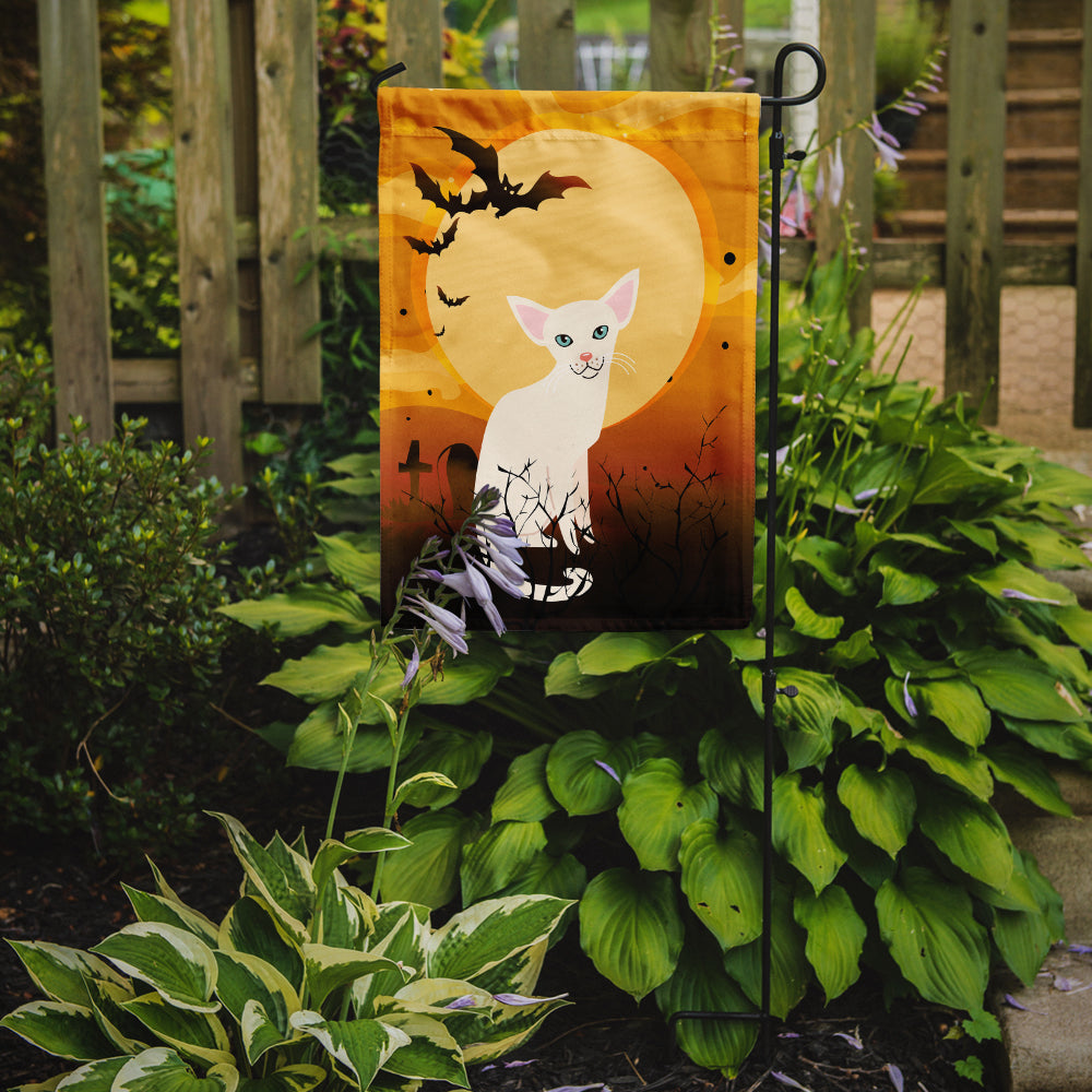 Caroline's Treasures Halloween Foreign White Cat Garden Flag - Outdoor Decorative Yard Flag BB4445GF