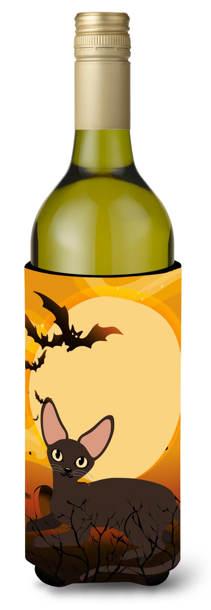 Halloween Peterbald Cat Wine Bottle Beverge Insulator Hugger BB4451LITERK by Caroline's Treasures