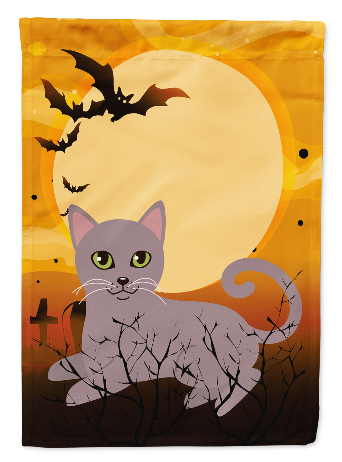 Halloween Russian Blue Cat Flag Canvas House Size BB4452CHF