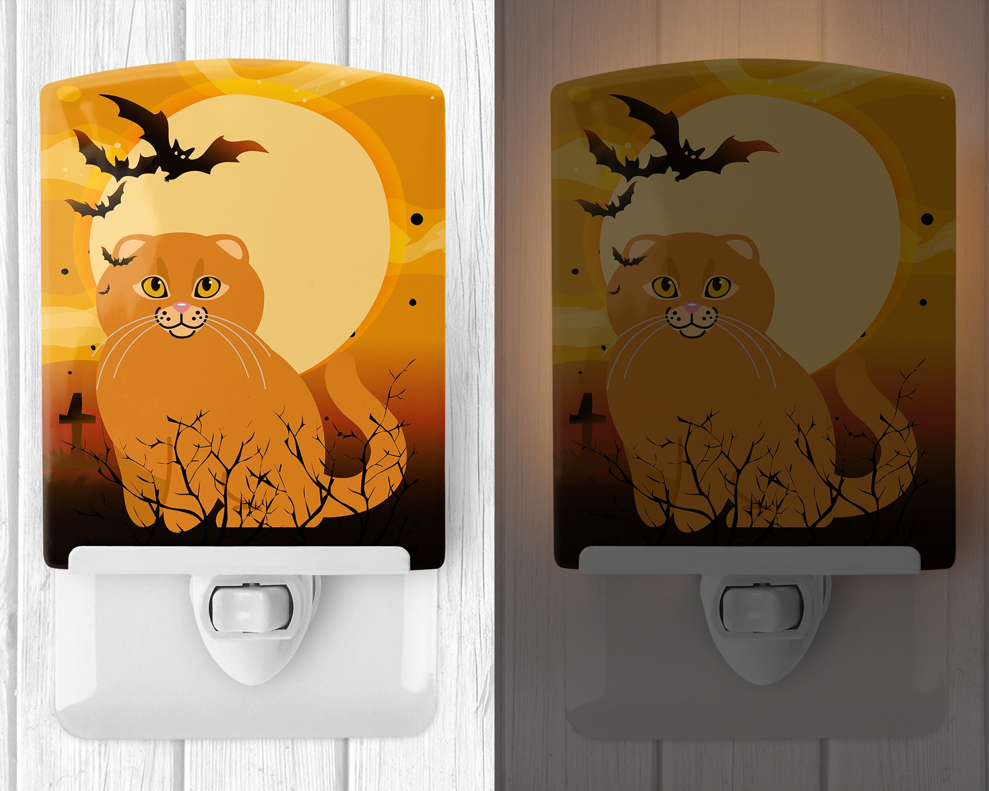 Halloween Scottish Fold Cat Ceramic Night Light BB4453CNL - the-store.com