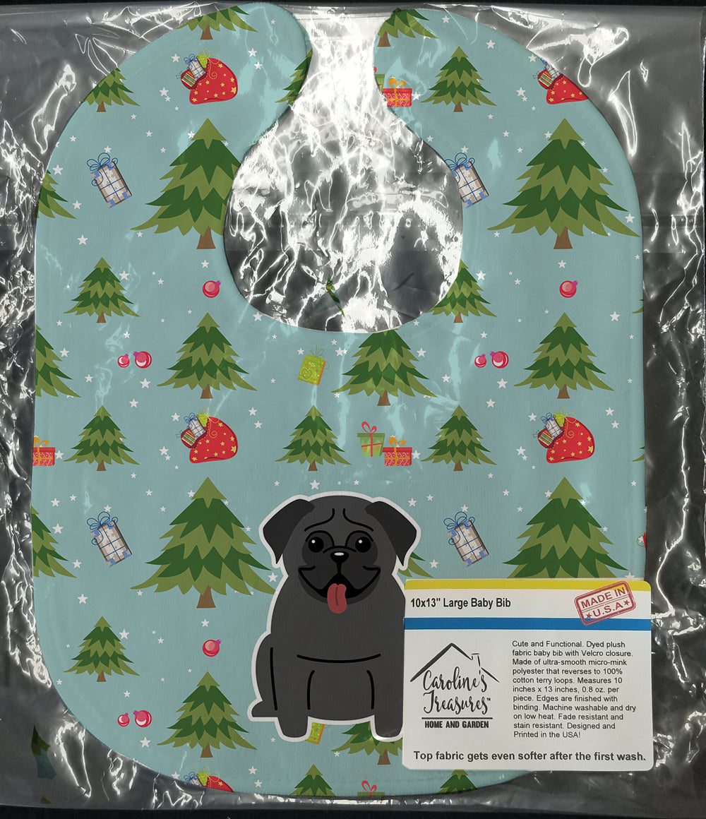 Christmas Pug Black Baby Bib BB4666BIB - the-store.com