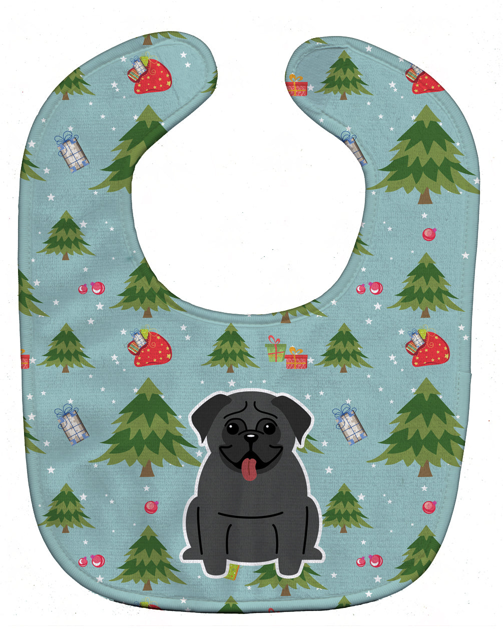 Christmas Pug Black Baby Bib BB4666BIB - the-store.com