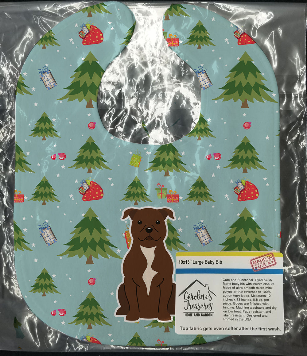Christmas Staffordshire Bull Terrier Chocolate Baby Bib BB4708BIB - the-store.com