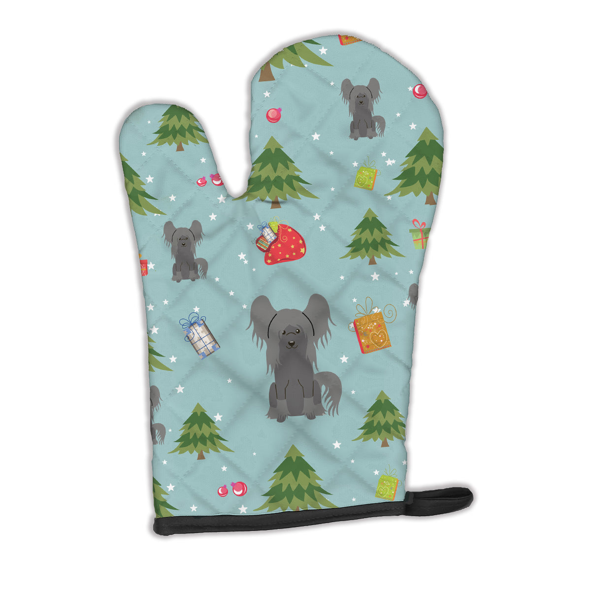Christmas Chinese Crested Black Oven Mitt BB4772OVMT
