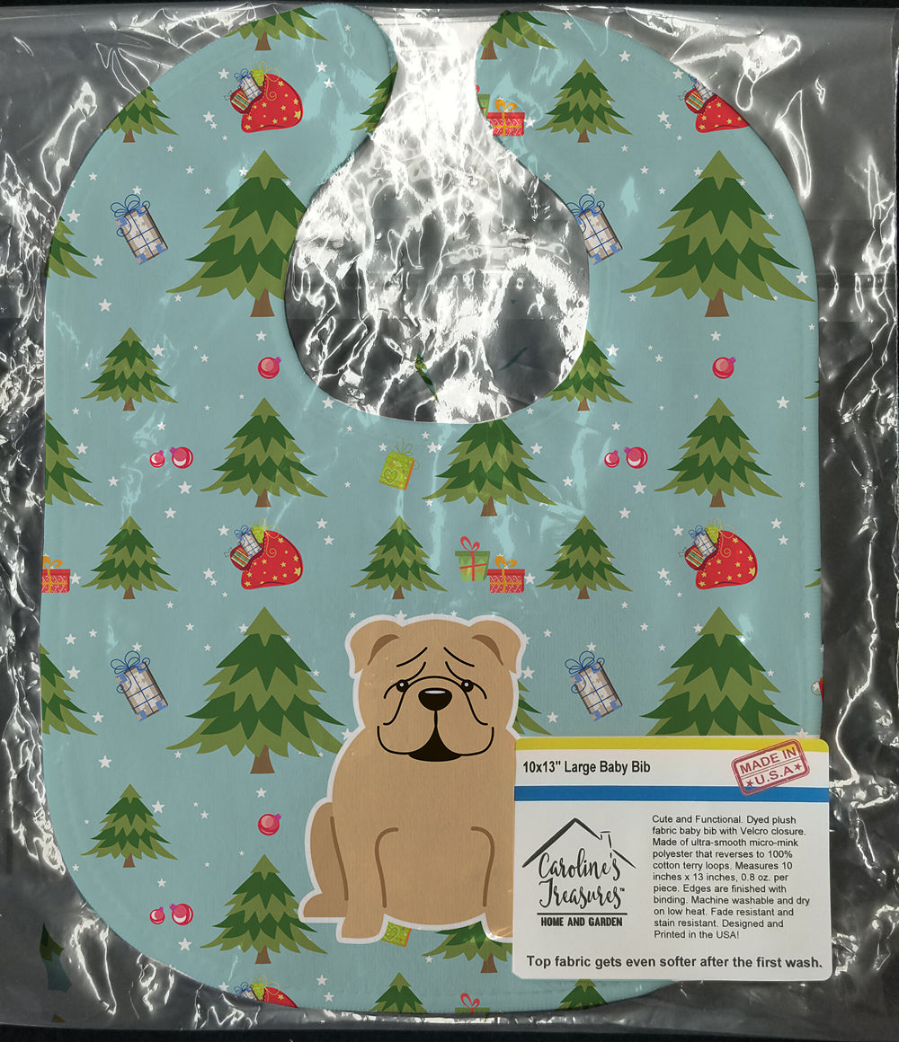 Christmas English Bulldog Fawn Baby Bib BB4784BIB - the-store.com
