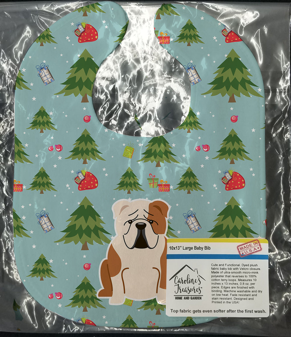 Christmas English Bulldog Fawn White Baby Bib BB4785BIB - the-store.com