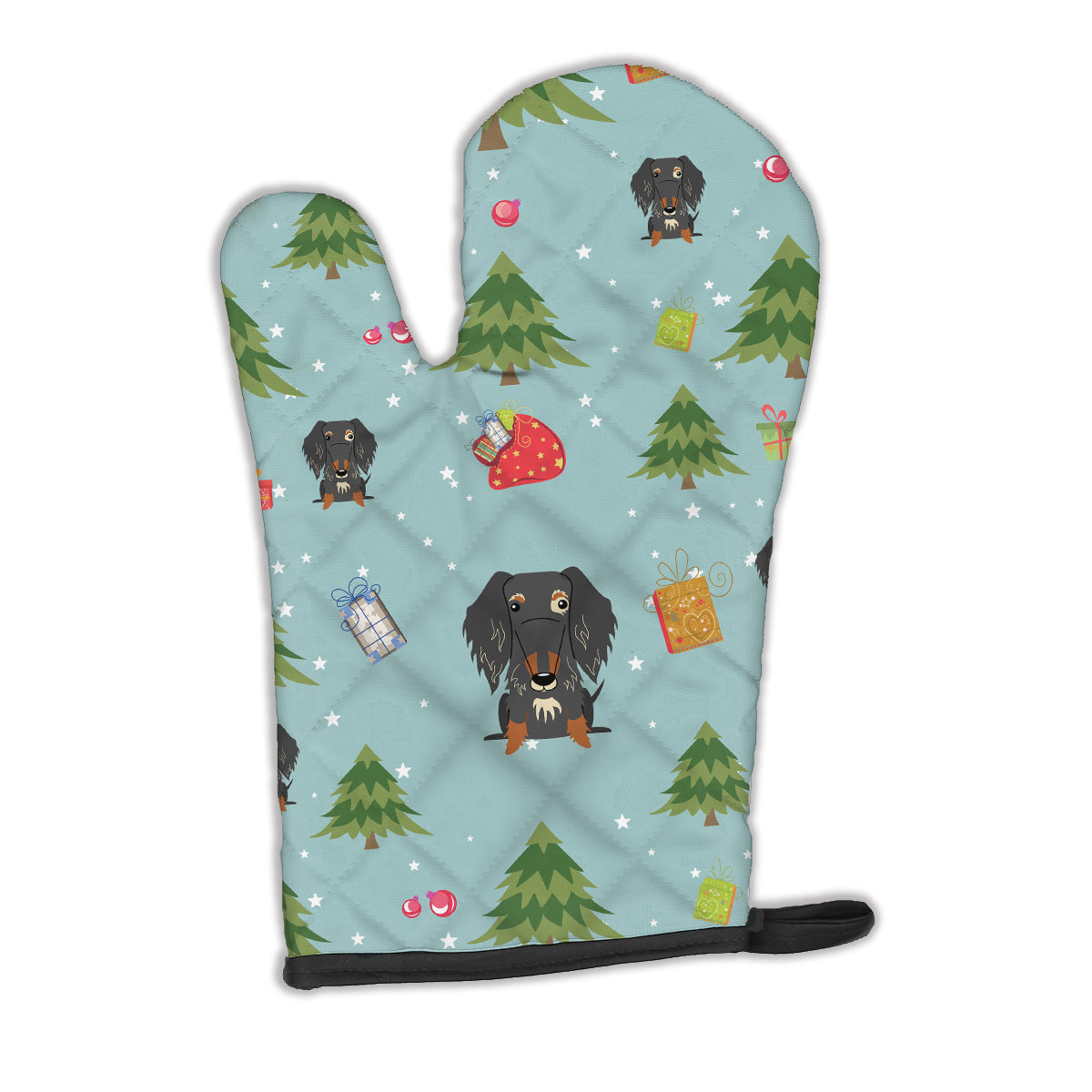 Christmas Wire Haired Dachshund Dapple Oven Mitt BB4788OVMT  the-store.com.