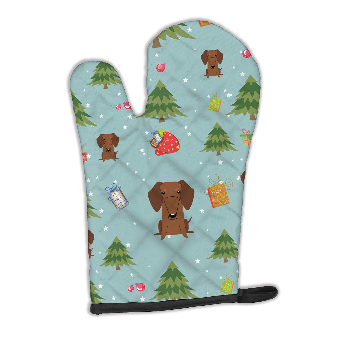Christmas Dachshund Red Brown Oven Mitt BB4790OVMT  the-store.com.