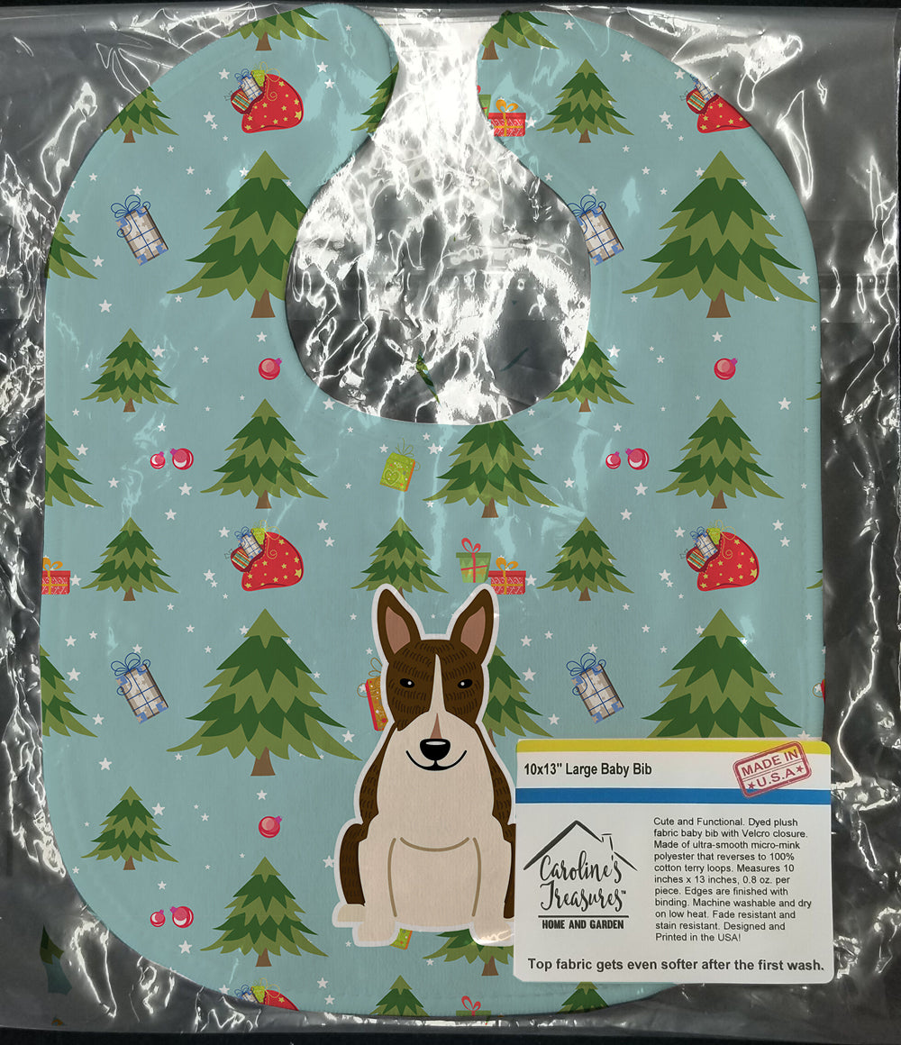Christmas Bull Terrier Dark Brindle Baby Bib BB4796BIB - the-store.com