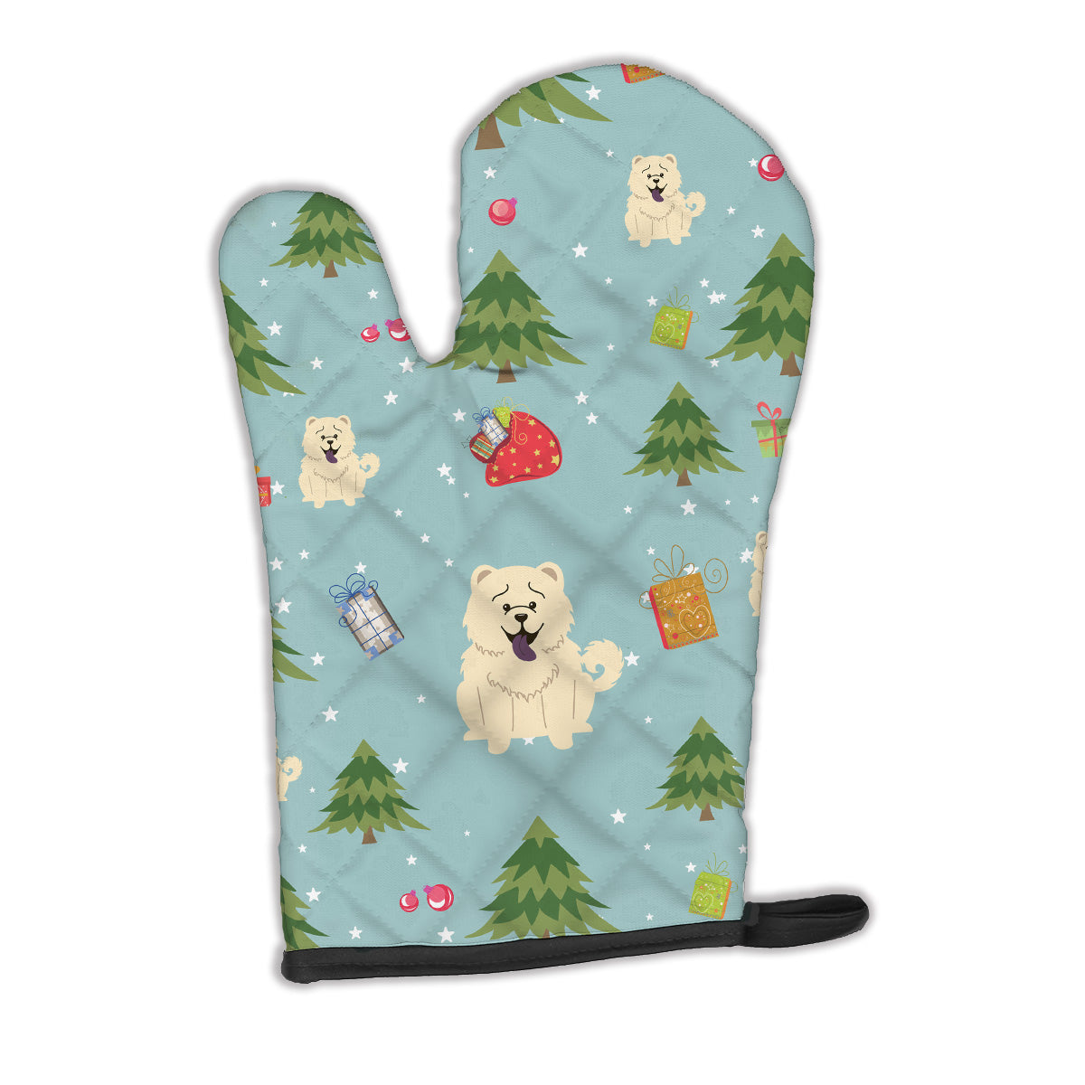 Christmas Chow Chow White Oven Mitt BB4800OVMT  the-store.com.
