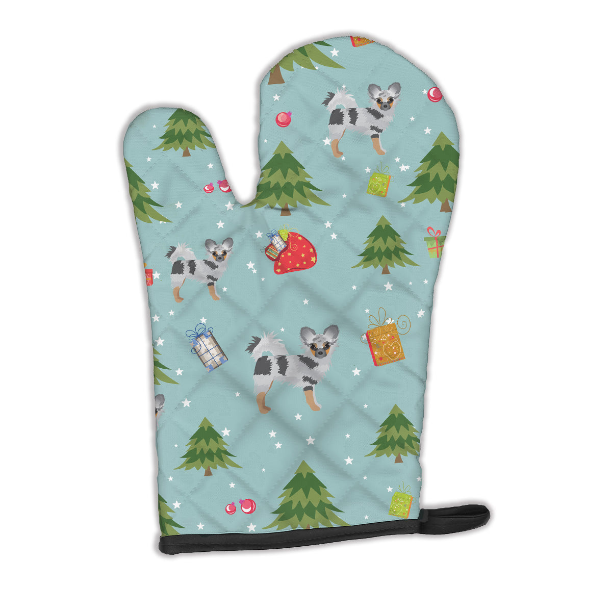 Christmas Longhair Merle Chihuahua Oven Mitt BB4926OVMT  the-store.com.