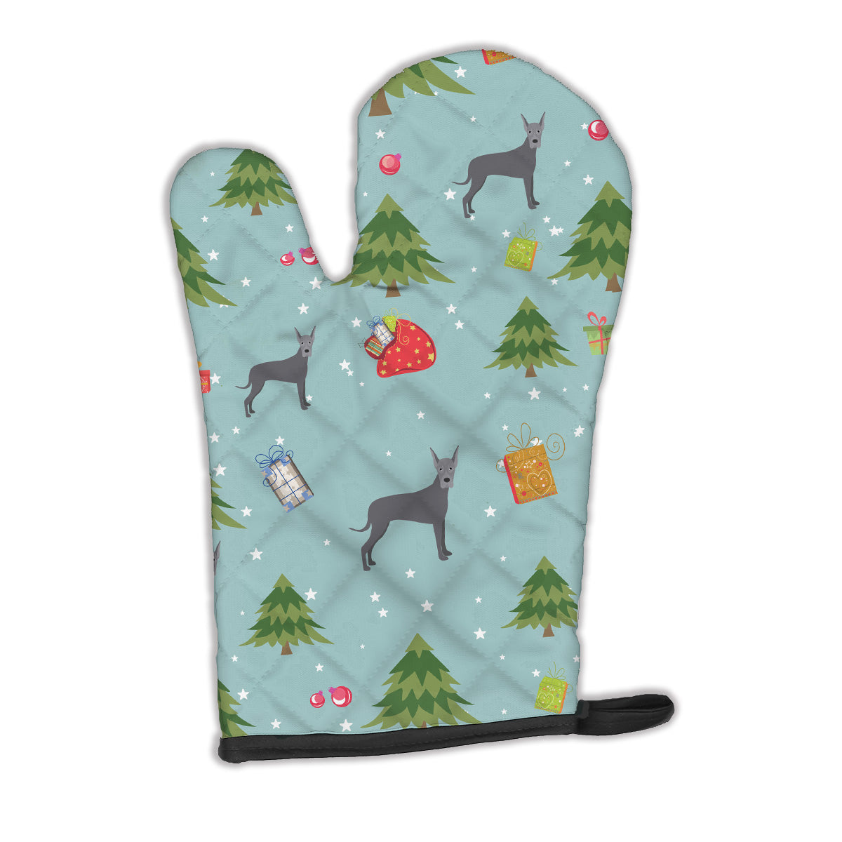 Christmas Blue Cropped Great Dane Oven Mitt BB4948OVMT  the-store.com.
