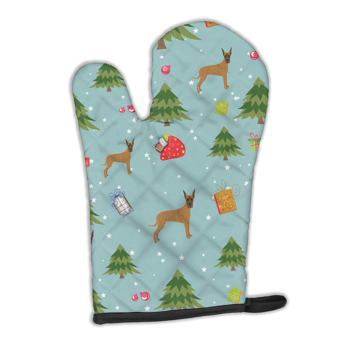 Christmas Brindle Cropped Great Dane Oven Mitt BB4950OVMT  the-store.com.