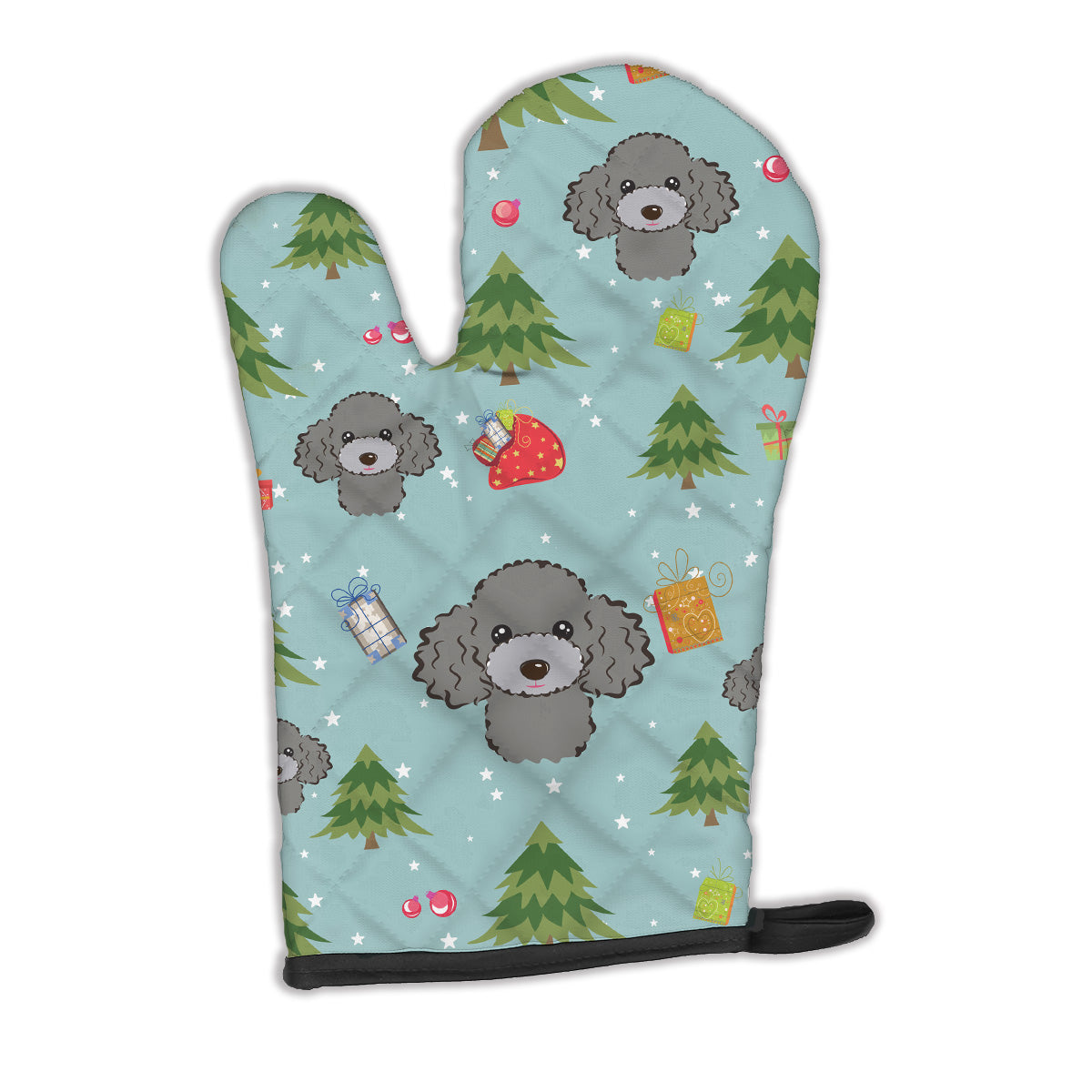 Christmas Silver Gray Poodle Oven Mitt BB5048OVMT  the-store.com.