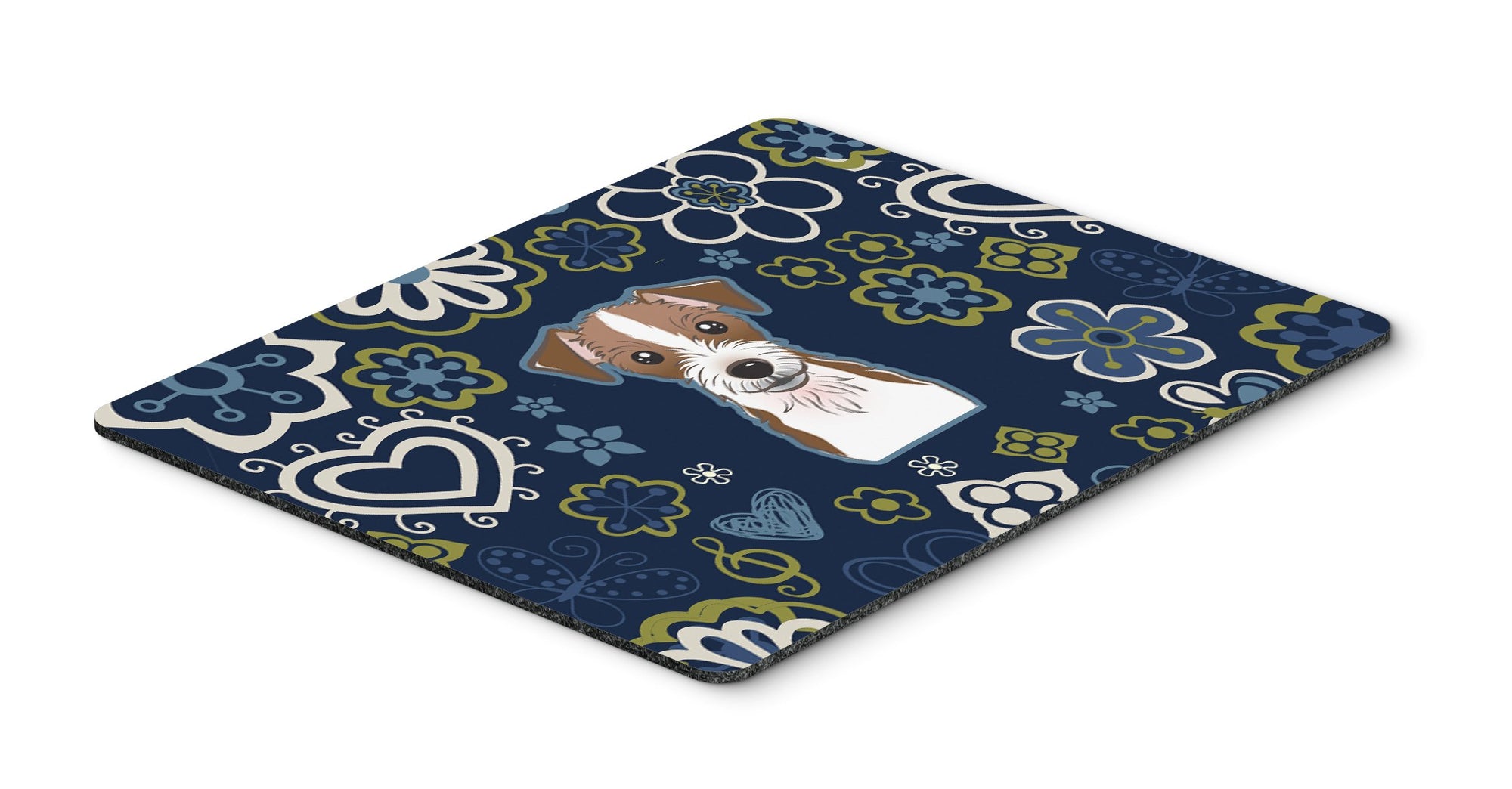 Blue Flowers Jack Russell Terrier Mouse Pad, Hot Pad or Trivet by Caroline's Treasures