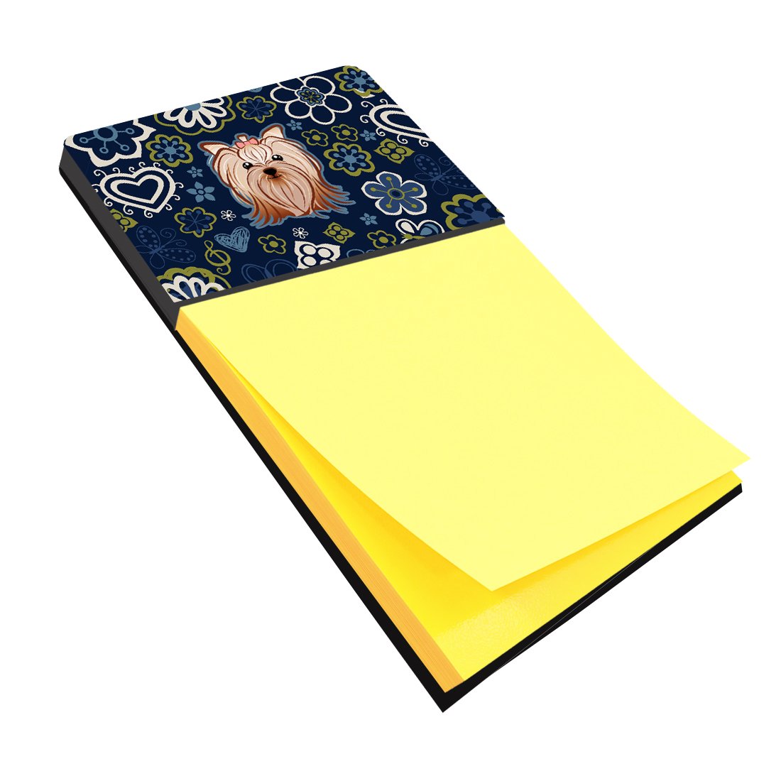 Blue Flowers Yorkie Yorkishire Terrier Sticky Note Holder BB5055SN by Caroline&#39;s Treasures