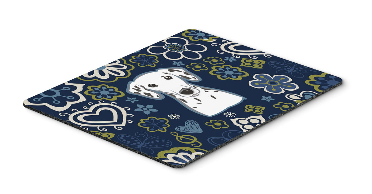 Blue Flowers Dalmatian Mouse Pad, Hot Pad or Trivet by Caroline&#39;s Treasures
