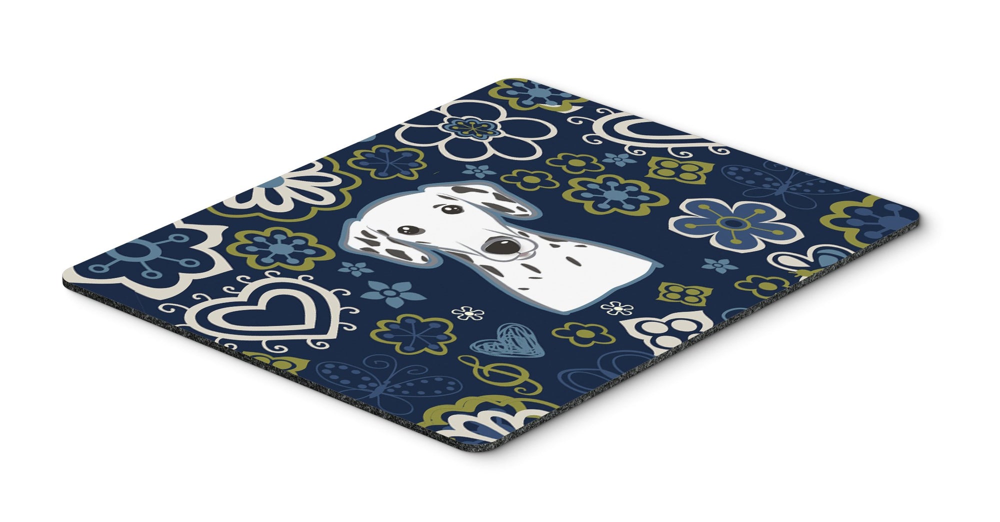Blue Flowers Dalmatian Mouse Pad, Hot Pad or Trivet by Caroline's Treasures