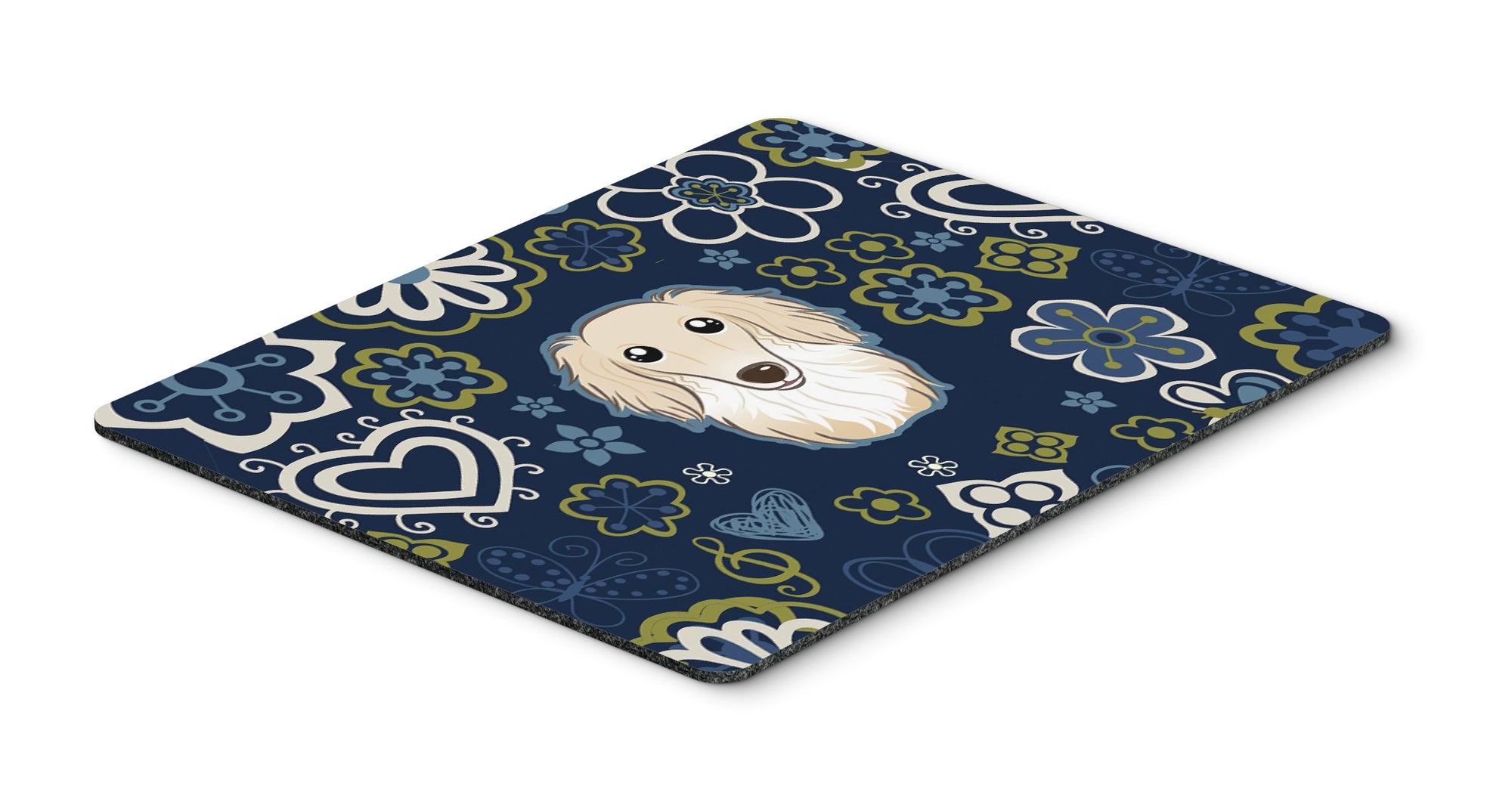 Blue Flowers Longhair Creme Dachshund Mouse Pad, Hot Pad or Trivet BB5063MP by Caroline's Treasures