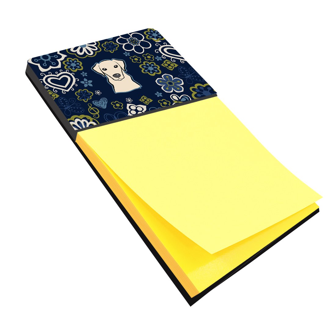 Blue Flowers Yellow Labrador Sticky Note Holder BB5073SN by Caroline&#39;s Treasures
