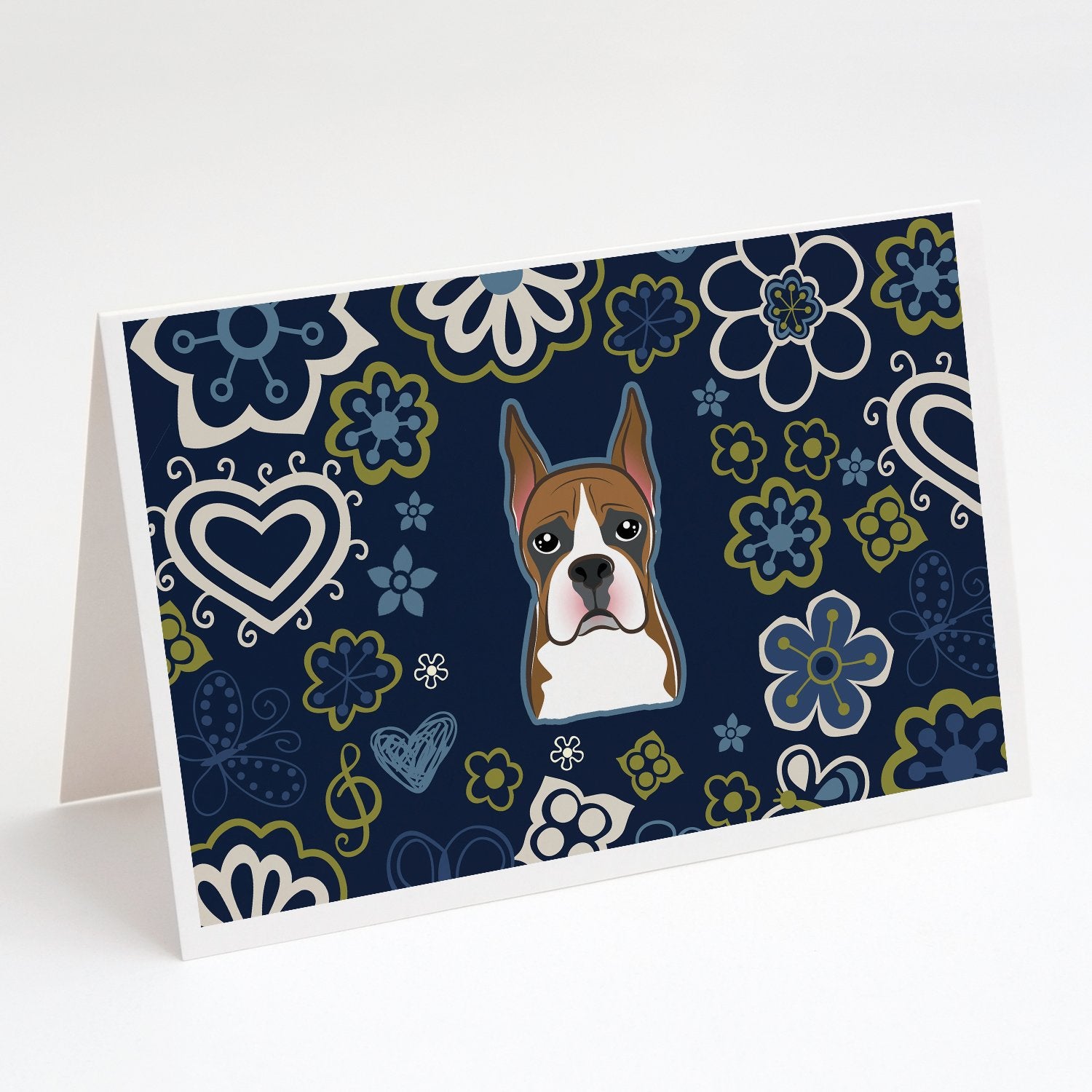 Buy this Blue Flowers Boxer Greeting Cards and Envelopes Pack of 8