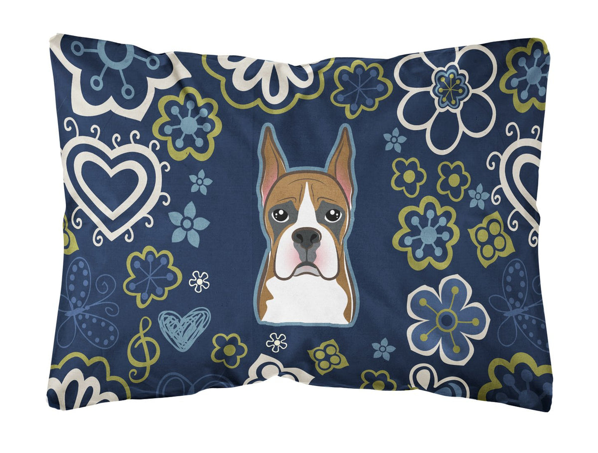 Blue Flowers Boxer Canvas Fabric Decorative Pillow BB5074PW1216 by Caroline&#39;s Treasures