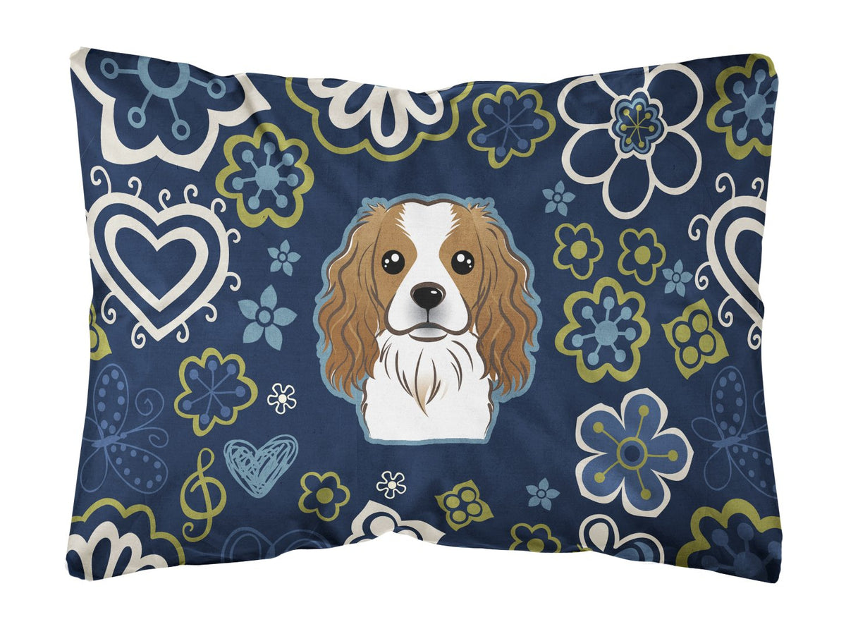 Blue Flowers Cavalier Spaniel Canvas Fabric Decorative Pillow BB5075PW1216 by Caroline&#39;s Treasures