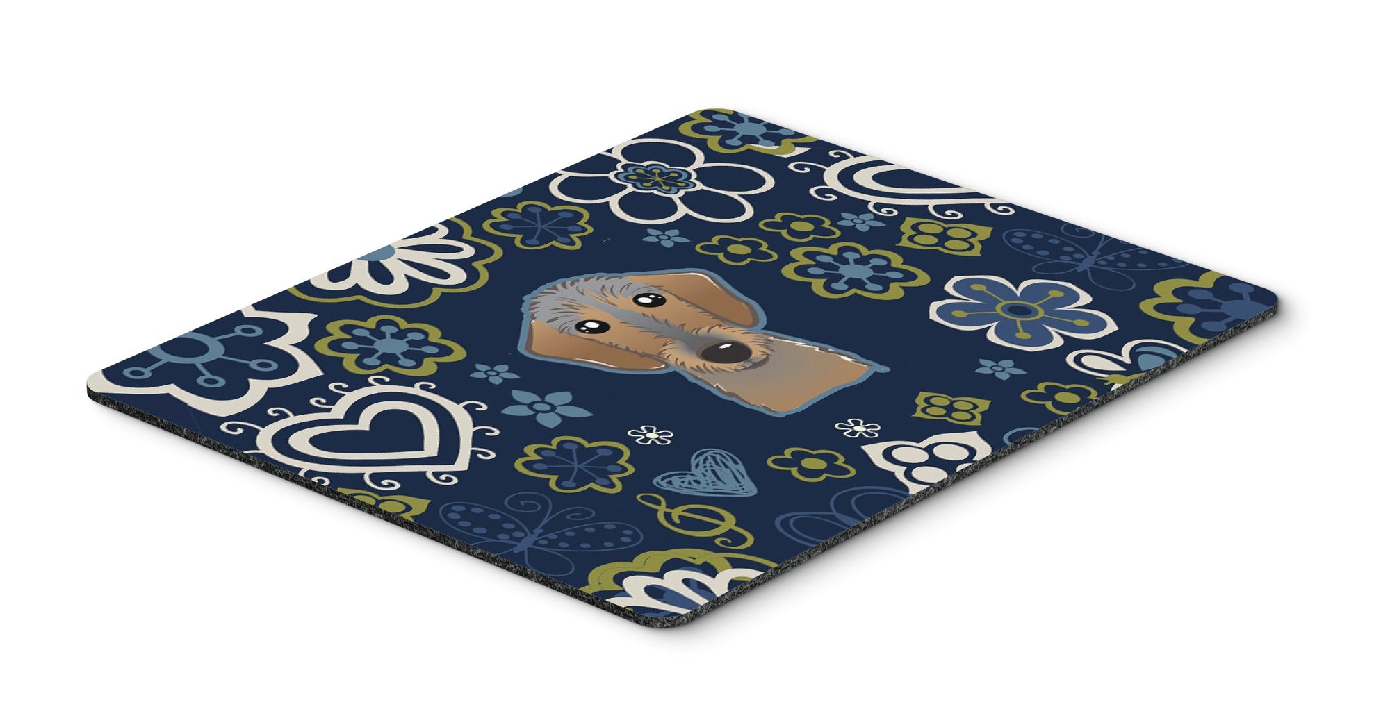 Blue Flowers Wirehaired Dachshund Mouse Pad, Hot Pad or Trivet by Caroline's Treasures