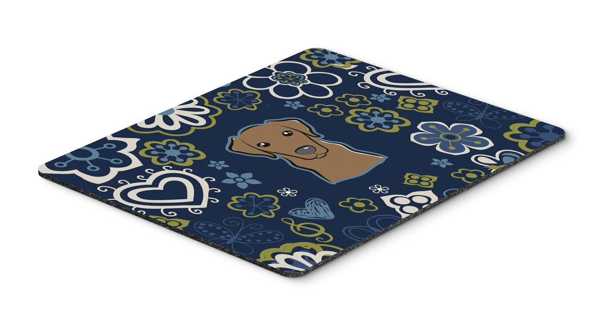Blue Flowers Chocolate Labrador Mouse Pad, Hot Pad or Trivet BB5085MP by Caroline&#39;s Treasures