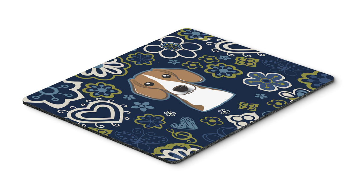 Blue Flowers Beagle Mouse Pad, Hot Pad or Trivet BB5090MP by Caroline&#39;s Treasures