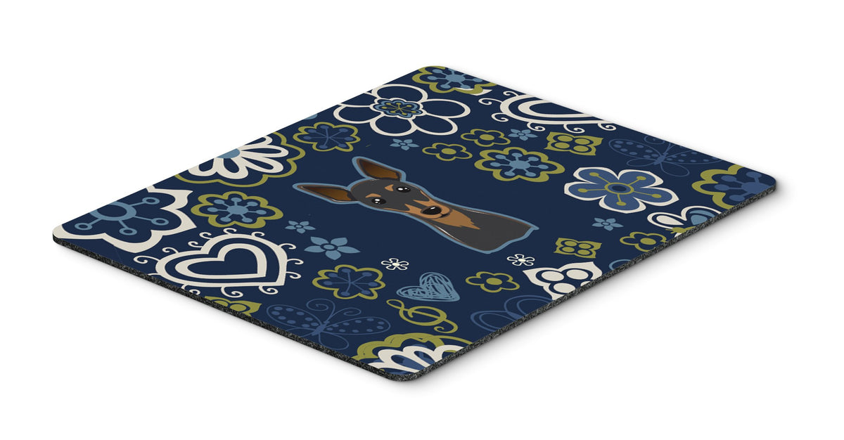 Blue Flowers Min Pin Mouse Pad, Hot Pad or Trivet BB5091MP by Caroline&#39;s Treasures