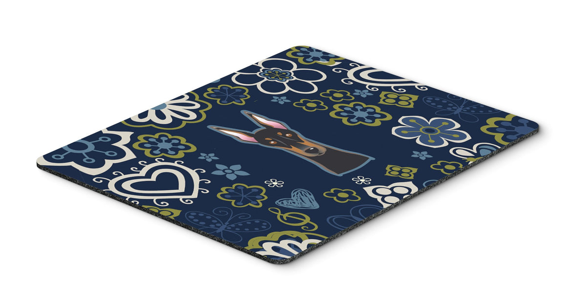 Blue Flowers Doberman Pinscher Mouse Pad, Hot Pad or Trivet by Caroline&#39;s Treasures