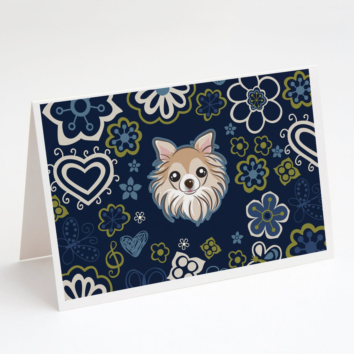 Buy this Blue Flowers Chihuahua Greeting Cards and Envelopes Pack of 8
