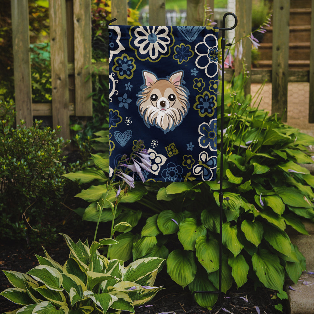 Caroline's Treasures Blue Flowers Chihuahua Garden Flag - Outdoor Decorative Yard Flag BB5102GF